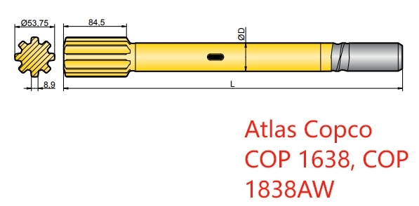 90516185 Atlas Copco COP 1638 and COP 1838AW Shank Adapters