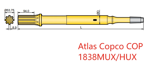 90003554, 90003552, and 90003553 Atlas Copco COP 1838MUX/HUX Shank Adapters