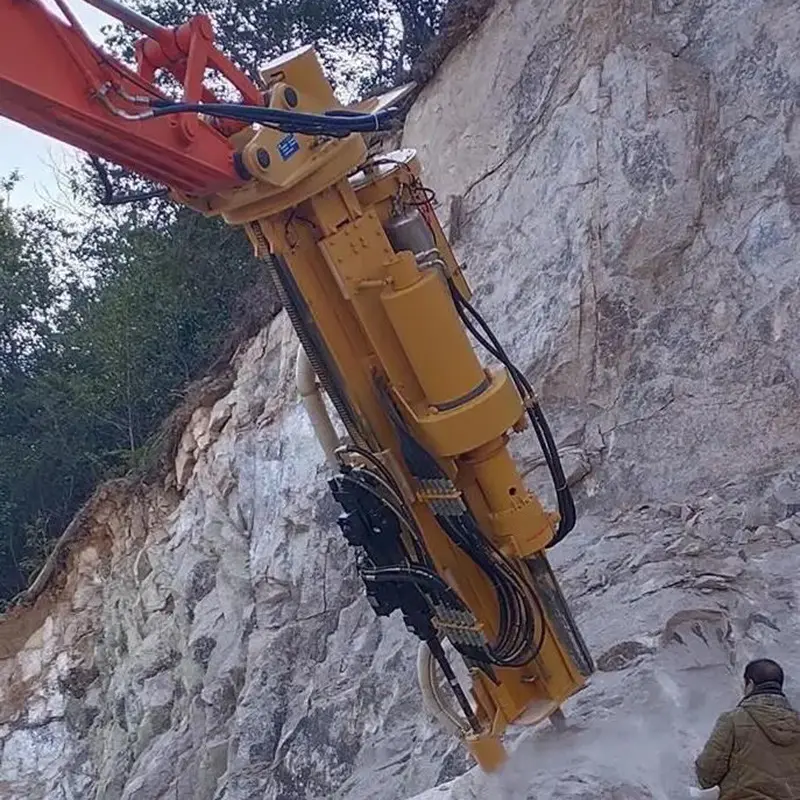 Efficient Rock Drilling and Splitting with Hydraulic Machine 